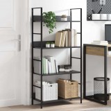 vidaXL 4 szintes fekete szerelt fa könyvespolc 60 x 27,6 x 124,5 cm