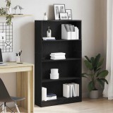 vidaXL 4 szintes fekete tölgy szerelt fa könyvespolc 80x24x143 cm