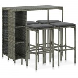 vidaXL 5 darabos szürke polyrattan kerti bárszett párnákkal