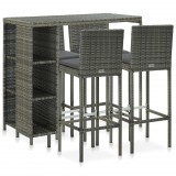 vidaXL 5 darabos szürke polyrattan kerti bárszett párnákkal