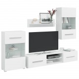 vidaXL 5 részes, fehér fali TV állvány szett LED világítással