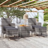 vidaXL 5 részes szürke polyrattan és tömör akácfa kerti bisztrószett