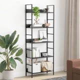 vidaXL 5 szintes fekete szerelt fa könyvespolc 60 x 27,6 x 158,5 cm