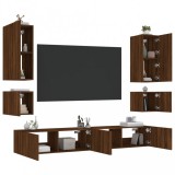 vidaXL 6 darab barna tölgyszínű falra szerelhető TV-szekrény LED-del