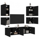 vidaXL 6 darab fekete szerelt fa falra szerelhető TV-bútor
