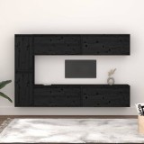 vidaXL 6 darab fekete tömör fenyőfa tv-szekrény