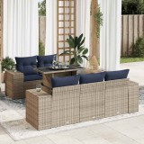 vidaXL 6 részes szürke polyrattan akácfa kerti ülőgarnitúra párnákkal