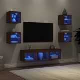 vidaXL 7 darab barna tölgyszínű szerelt fa TV-bútor LED-del