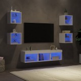 vidaXL 7 darab fehér szerelt fa fali TV-bútor LED-del