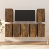 vidaXL 7 db füstös tölgyszínű szerelt fa TV-szekrény 30,5 x 30 x 60 cm