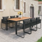 vidaXL 7 részes fekete és barna PVC rattan kerti étkezőgarnitúra