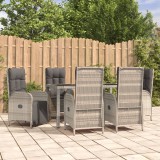 vidaXL 7 részes szürke polyrattan kerti étkezőgarnitúra párnával