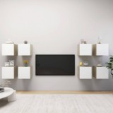 vidaXL 8 db fehér-tölgyszínű falra szerelhető tv-szekrény 30,5x30x30cm