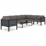 vidaXL 8 részes antracitszürke kerti polyrattan ülőgarnitúra párnákkal