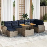 vidaXL 8 részes szürke polyrattan akácfa kerti ülőgarnitúra párnákkal