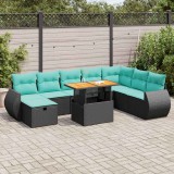 vidaXL 9 részes barna polyrattan akácfa kerti ülőgarnitúra párnákkal