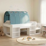 vidaXL Ágykeret alagúttal 3 pcs Fehér és Világoskék Mérnöki fa