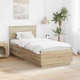 vidaXL Ágykeret fejtámlával Sonoma tölgy 100 x 200 cm Faanyag