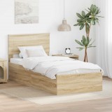 vidaXL Ágykeret fejtámlával Sonoma tölgy 100 x 200 cm Faanyag