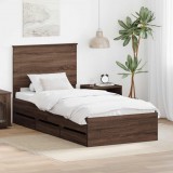 vidaXL Ágykeret fiókkal tárolóval Barna Tölgy 100 x 200 cm Mérnöki Fa