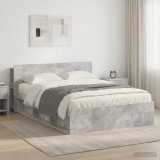 vidaXL Ágykeret tárolóval Betonszürke 140 x 190 cm Szerelt Fa