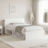vidaXL Ágykeret tárolóval fejtámlával Fehér 90 x 200 cm Szerelt Fa