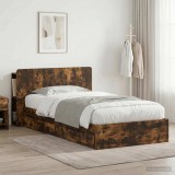 vidaXL Ágykeret tárolóval fiókkal Füstös Tölgy 90 x 190 cm Szerelt Fa