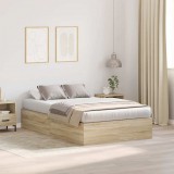 vidaXL Ágykeret tárolóval sonoma tölgy 120 x 190 cm Faanyag