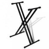 vidaXL Állítható dupla merevítőrendszerrel billentyűzet állvány x-váz