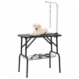 vidaXL Állítható kutyakozmetikai asztal 1 hurokkal és kosárral