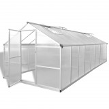 vidaXL Alumínium melegház 481 x 250 x 195 cm 23,44 m³