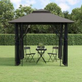 vidaXL Antracit acél pavilon oldalfalakkal 300 x 300 x 270 cm