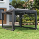 vidaXL Antracit HDPE rendezvénysátor 4 hálós oldalfallal 3x4 m