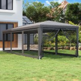 vidaXL Antracit HDPE rendezvénysátor 8 hálós oldalfallal 3x9 m