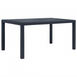 vidaXL Antracit rattan hatású műanyag kerti asztal 150 x 90 x 72 cm