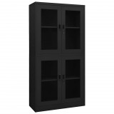 vidaXL Antracitszürke acél és edzett üveg irodai szekrény 90x40x180 cm