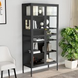 vidaXL Antracitszürke acél és edzett üveg vitrin 90 x 40 x 180 cm