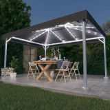 vidaXL Antracitszürke alumíniumpavilon LED fényfüzérrel 400 x 300 cm