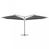 vidaXL Antracitszürke dupla napernyő acélrúddal 250 x 250 cm