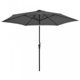 vidaXL Antracitszürke napernyő led-fényekkel és acélrúddal 300 cm