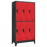 vidaXL Antracitszürke-piros acél zárható szekrény 90 x 45 x 180 cm