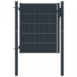 vidaXL Antracitszürke pvc és acél kerítéskapu 100 x 81 cm