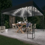 vidaXL Antracitszürke szövet pavilon LED fényfüzérrel 3 x 3 m