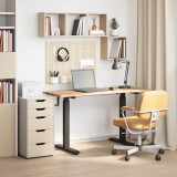 vidaXL Asztal Fekete és természetes 140 x 60 cm Tömör Tölgyfa