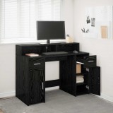 vidaXL Asztal fiókkal ajtóval Musta tammi 120 x 55 x 91 cm Szerelt fa