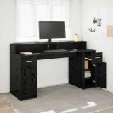 vidaXL Asztal fiókkal ajtóval Musta tammi 160 x 55 x 91 cm Szerelt fa