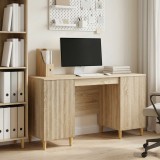 vidaXL Asztal polcokkal Sonoma Tölgy 142,5 x 50 x 75 cm Szerelt Fa