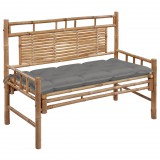 vidaXL Bambusz kerti pad párnával 120 cm