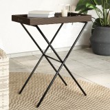 vidaXL Barna összecsukható polyrattan tálcaasztal 65 x 40 x 75 cm