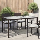 vidaXL Barna polyrattan és edzett üveg kerti asztal 150 x 90 x 75 cm